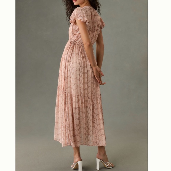 NWT Anthropologie V-Neck Flutter-Sleeve Dress size L - Picture 6 of 15